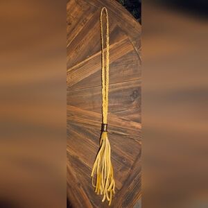 Braided Yellow Tassel Necklace - Unbranded